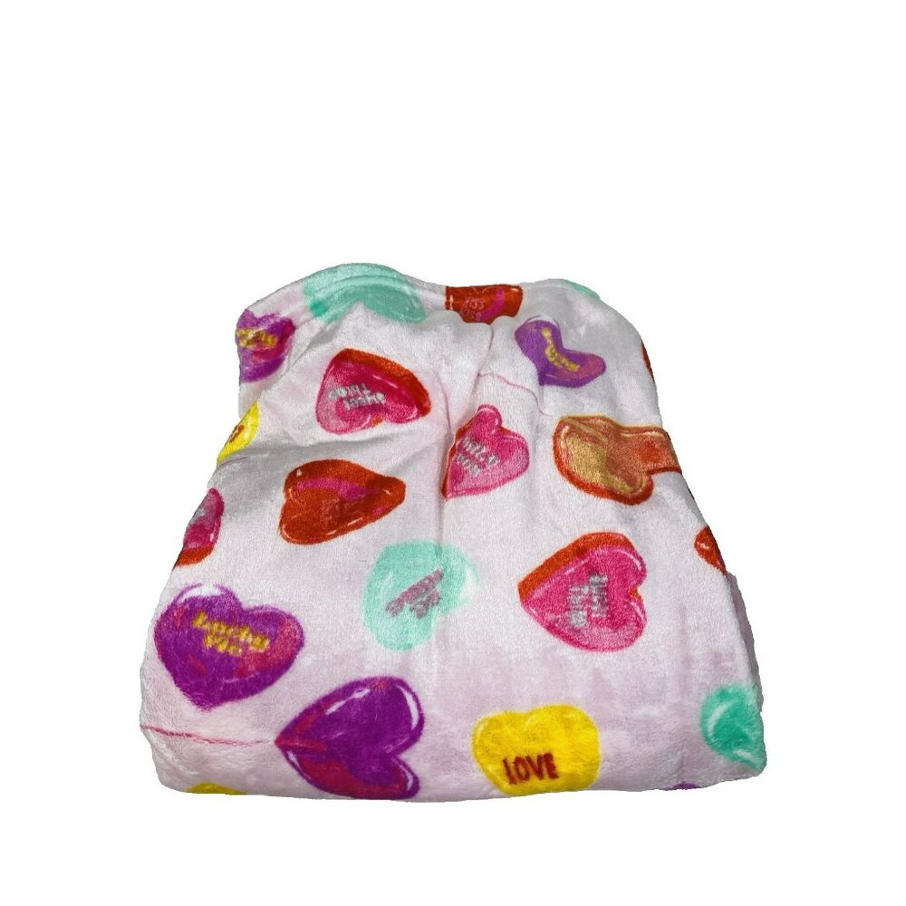 Way To Celebrate Candy Hearts Velvet Plush Throw Blanket 50" x 60" Multicolor - Picture 9 of 14